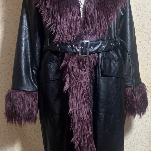 The Ragged Priest Jackets & Blazers - The Ragged Priest “Ursula” Vegan Leather & Faux Fur Longline Coat